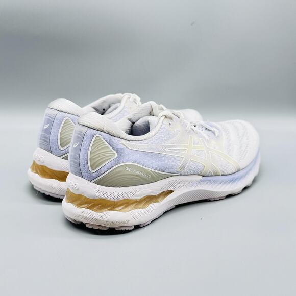 Asics Shoes Womens 9.5 White Gold Gel Nimbus 23 Running Cushion Athletic Sneaker - Picture 9 of 12